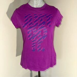 Nike sz Large Girls Pink Purple Fitted Short Sleeve Tee Just Do It